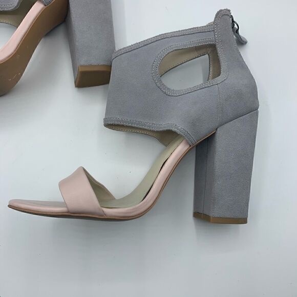Mojo Moxy❤️ gray and pink block sandal heel - Picture 11 of 15